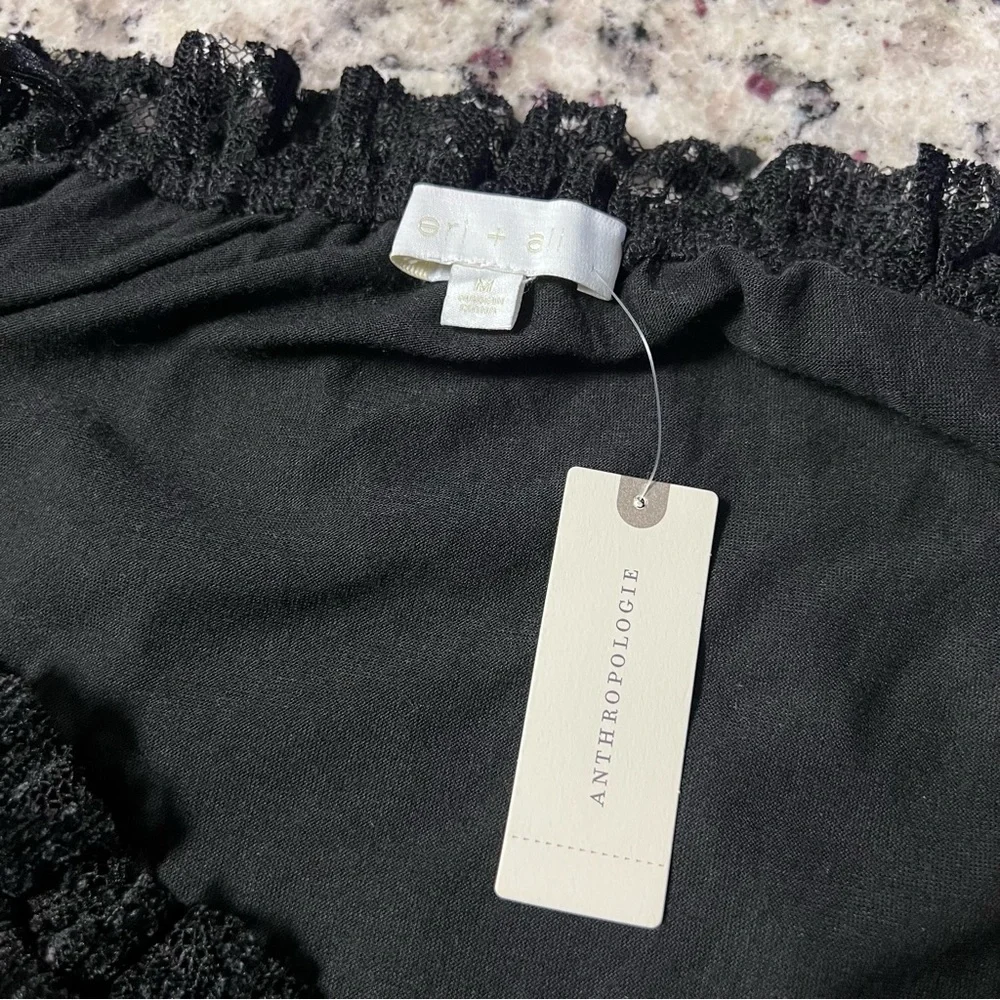 NWT, Anthropologie, Eri + Ali, Black, Lace, Off-Shoulder, Blouse Top‎ | Womens M